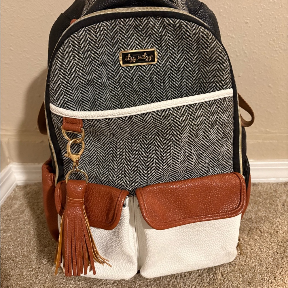Itzy Ritzy Coffee & Cream Boss Diaper Bag Backpack